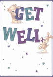 Brimming with cheerful energy and playful optimism, this illustrated get well card conjures the comforting atmosphere familiar in Highbury's neighbourhood cafés and garden squares. Two endearing figures-a soft-furred teddy bear and a lively, floppy-eared pup-join forces with oversized, jewel-toned letters spelling 'Get Well,' their rounded forms radiating hope and encouragement. The deep indigo and teal shades of the text contrast beautifully with a creamy, light-filled background, imbuing the scene with clarity and gentle vitality. Sprinkled throughout are whimsical stars in shades of blue and violet, twinkling like the night sky above Highbury Corner, lending a sense of possibility to the card's message. Both characters radiate warmth, and their tender, tactile features echo the inviting textures of hand-tied bouquets offered by Highbury's local florists. This card is more than a greeting-it's a heartfelt gesture of support, perfect for sending comfort and healing wishes to friends and family throughout the Highbury area.